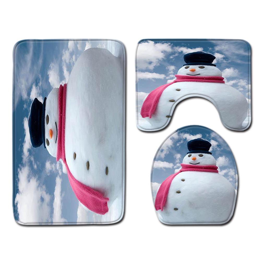 Weihnachts-Badezimmer-Bodenmatte Toilette Dreiteiliges Set