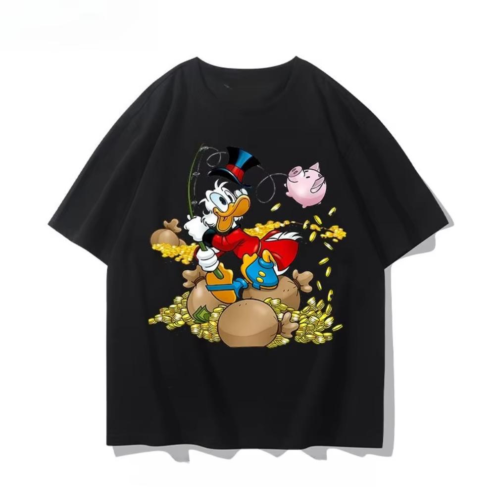 

Summer New Animated Donald Duck Cotton T-shirt Scrooge McDuck Retro New Summer Men s and Women s Printed Short Sleeves S
