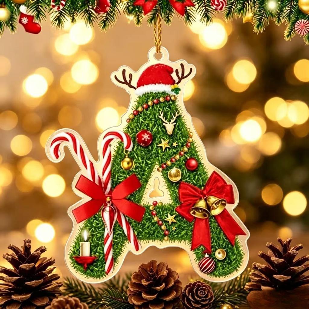 Acrylic 26-letter Christmas Tree Hanging Decorative Item with Flat Printing - Personalized Christmas Decoration