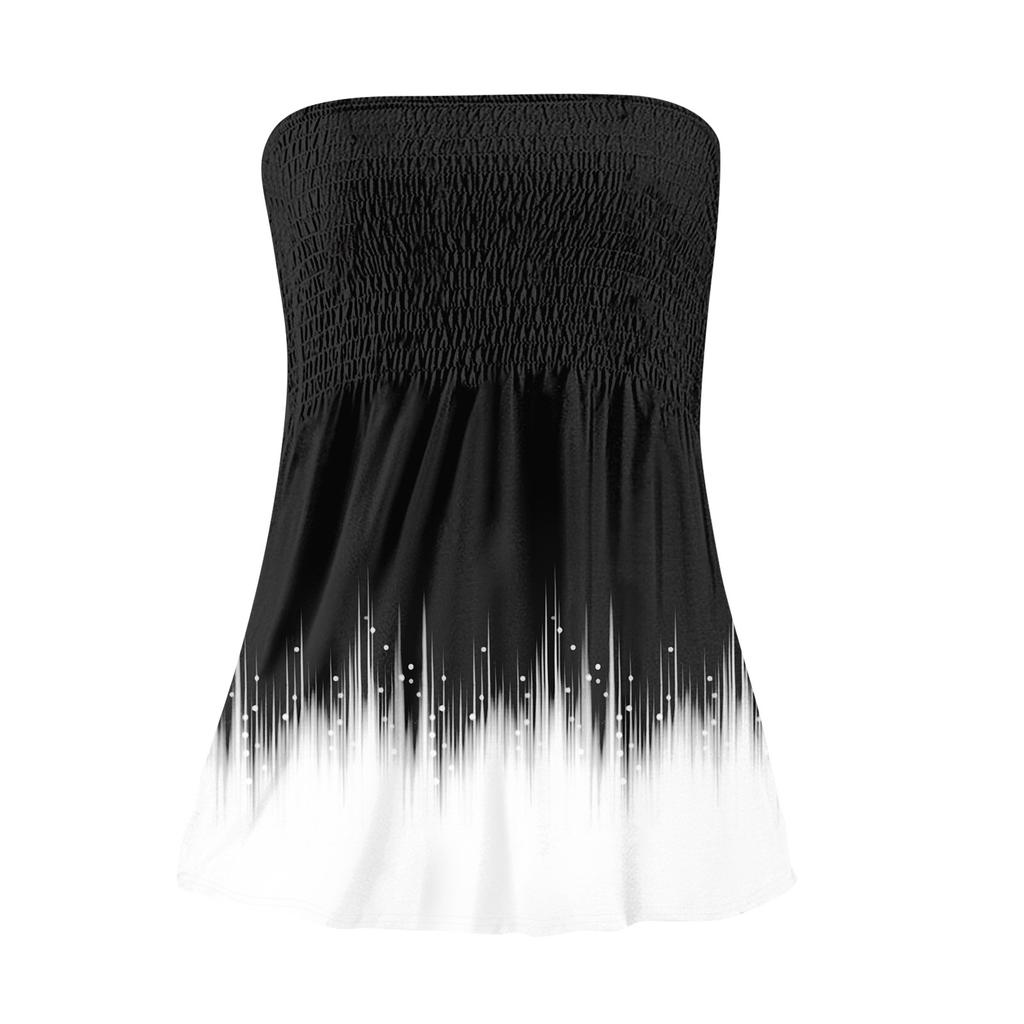 Tube-Tops für Damen, süßes, sexy, schulterfreies, ärmelloses T-Shirt mit Aufdruck