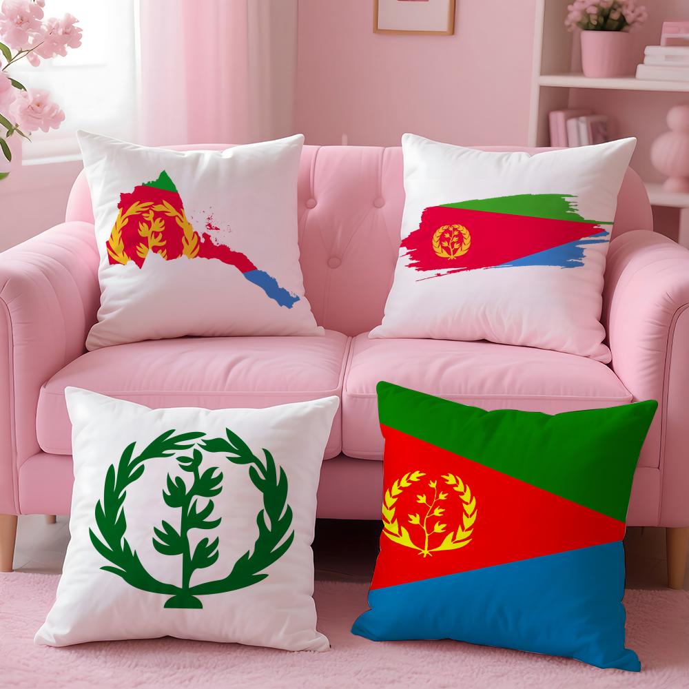 Historical Flag Of Eritrea Cushion Cover Plush Fabric Soft Double-Sided Printed Invisible Zipper Sofa Pillow Case Home Decor
