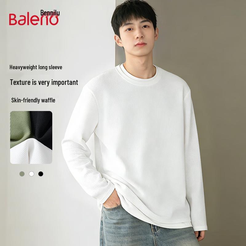 Baleno Men's Waffle Knit Long Sleeve Loose Fit T-Shirt