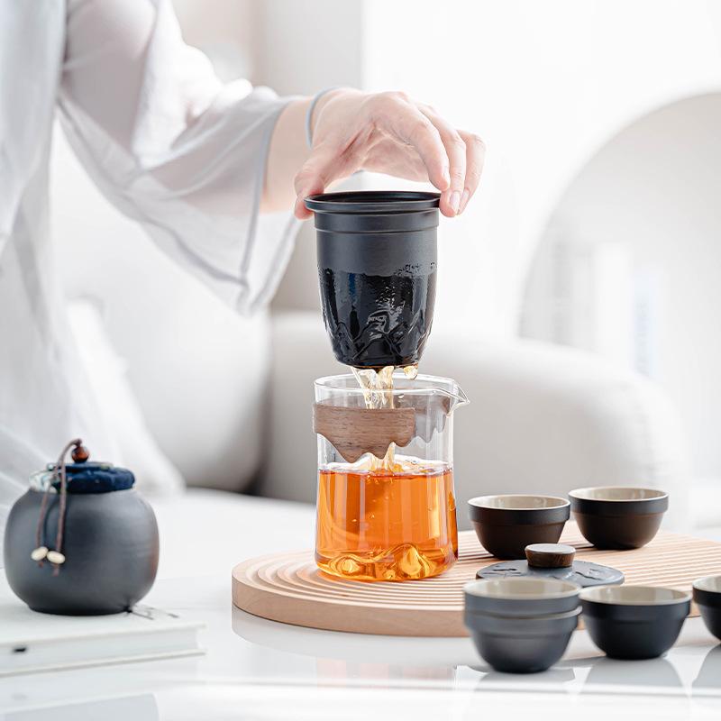 Glass travel tea set portable express cup outdoor kung fu teacup Japanese teapot business gift set