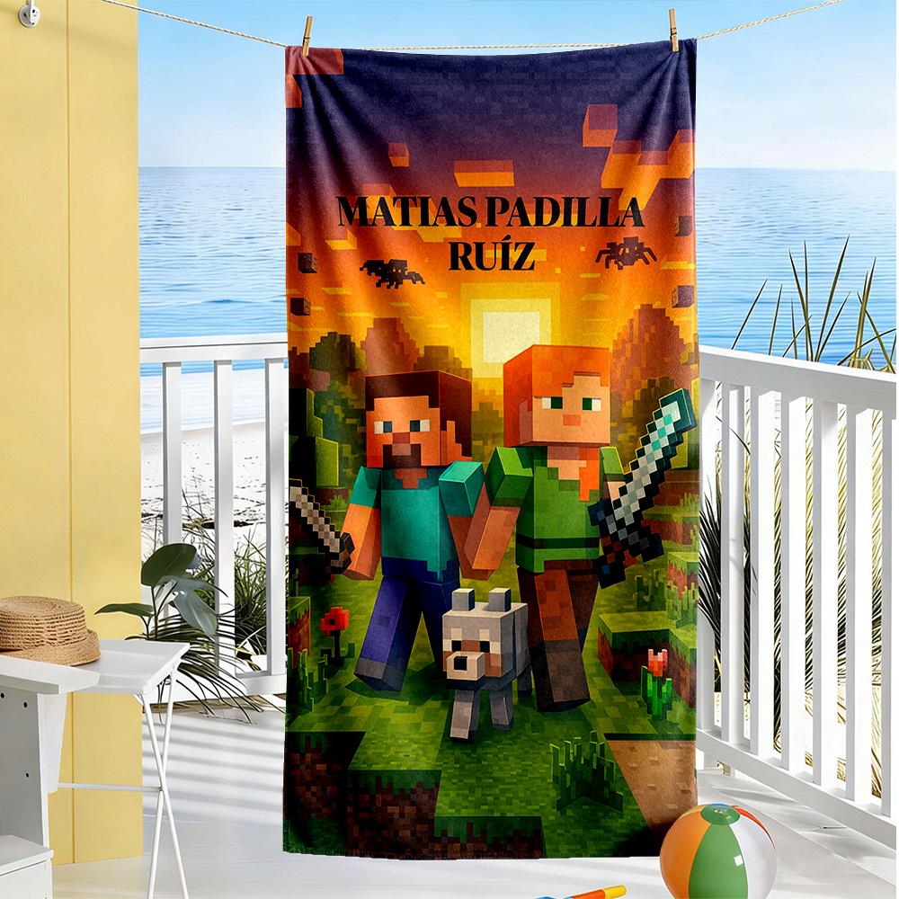 Minecraft Beach Towel Quick-Dry Soft Microfiber Comfortable Lightweight Portable for Swimming,Beach,Camping, Travel, Beach Accessories,Gym