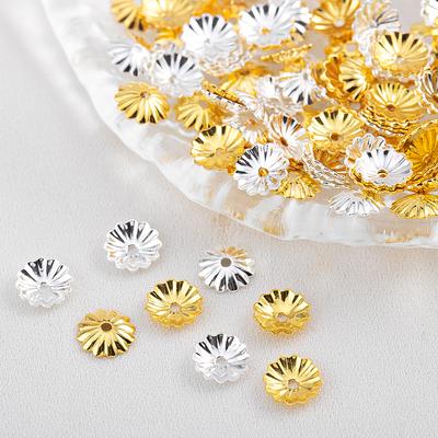 10/15/20/50/100pcs 18K Gold Plated Wave Flower Bead Caps Bracelet Necklace Crafts Round Bead Cap DIY Jewelry Making Accessories