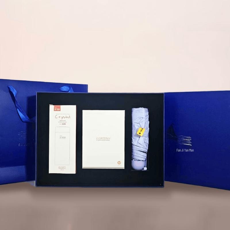 Подарочный набор Xinuo: Стеклянная кружка, Power Bank и Складной зонт