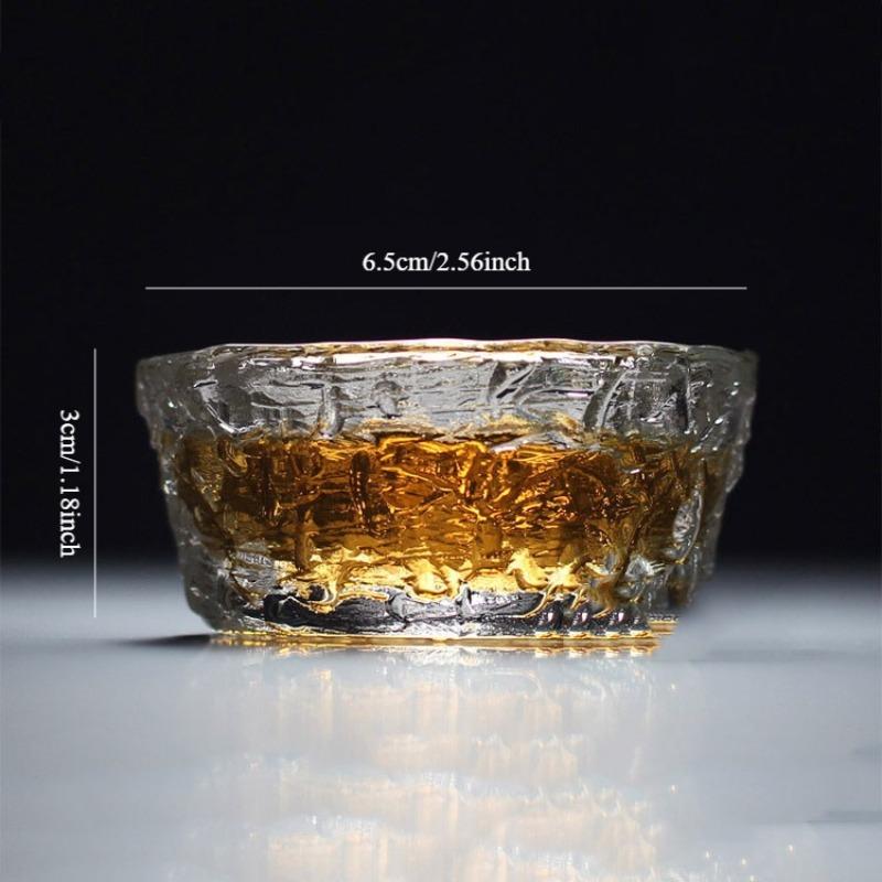 1pc Tea Bowl Thickened Heat-resistant Household Glass Kung Fu Teacup Hammer Pattern Tea Cup Master Cup Single Cup Crystal