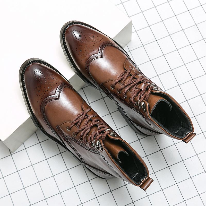 High Top Martin Boots Men's Boots Leather Shoes Men's Winter Retro Men's Boots British Style Handmade Carved Locomotive Boots Men