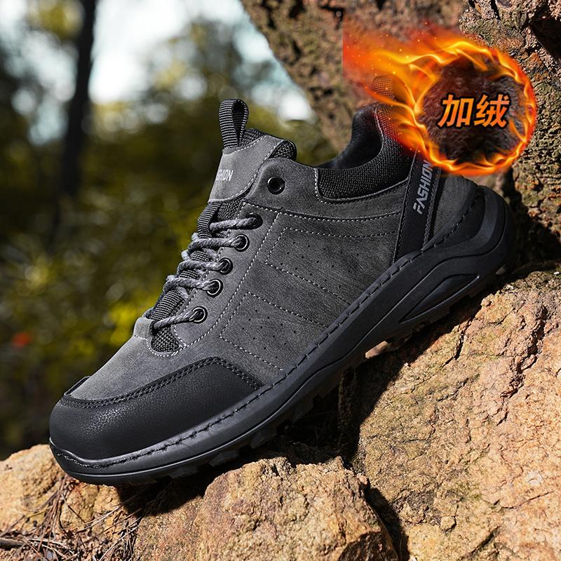 Winter Fur Warm Men's Hiking Work Shoes Anti-Skid Wear-resistant Hunting Tactical Sneakers Women Trekking Mountain Shoes