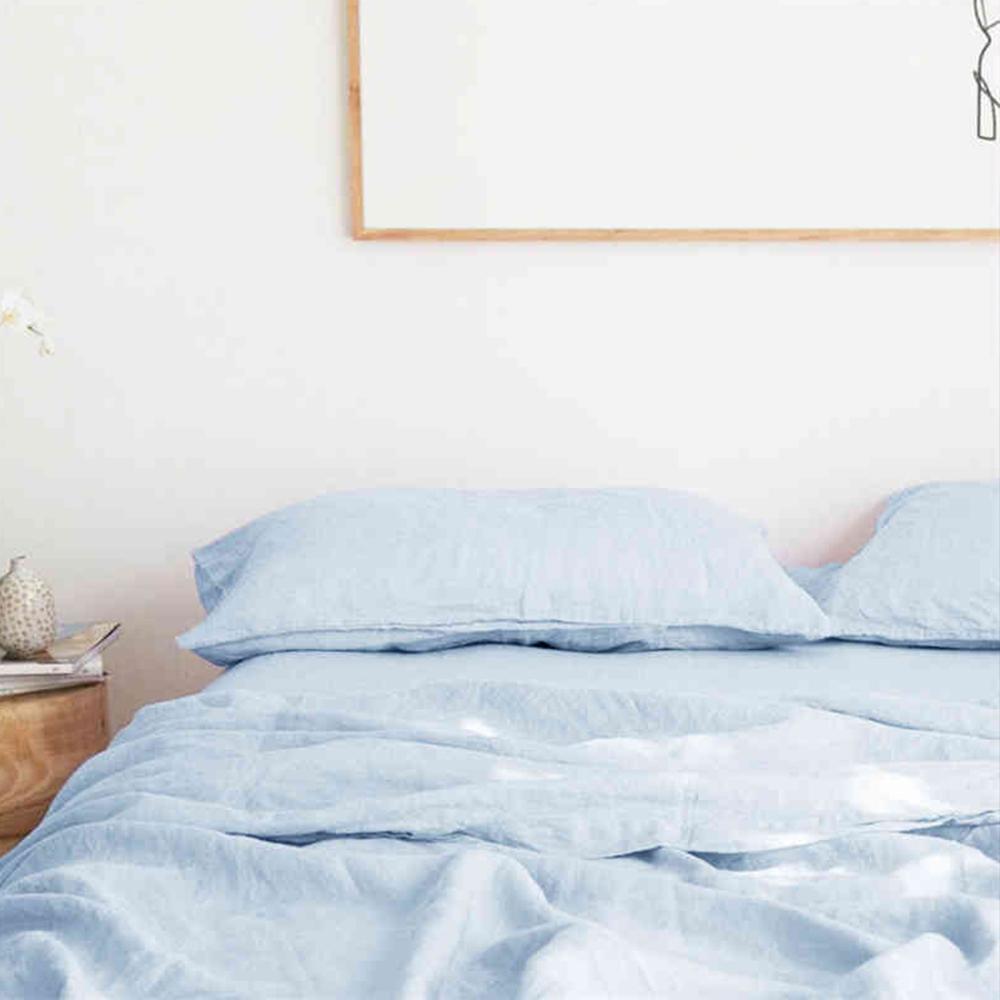 

100% French Linen Soft Breathable Pillow Covers Decorative Square Throw Pillow Covers for Bed Couch Sofa Envelope Closure 30x50cm небо синє кольору