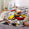 One Punch Man Anime Character Print Flannel Blanket Cozy Warm Throw Sofa Bedroom Present Indoor Home Seasonal Lounge Decor