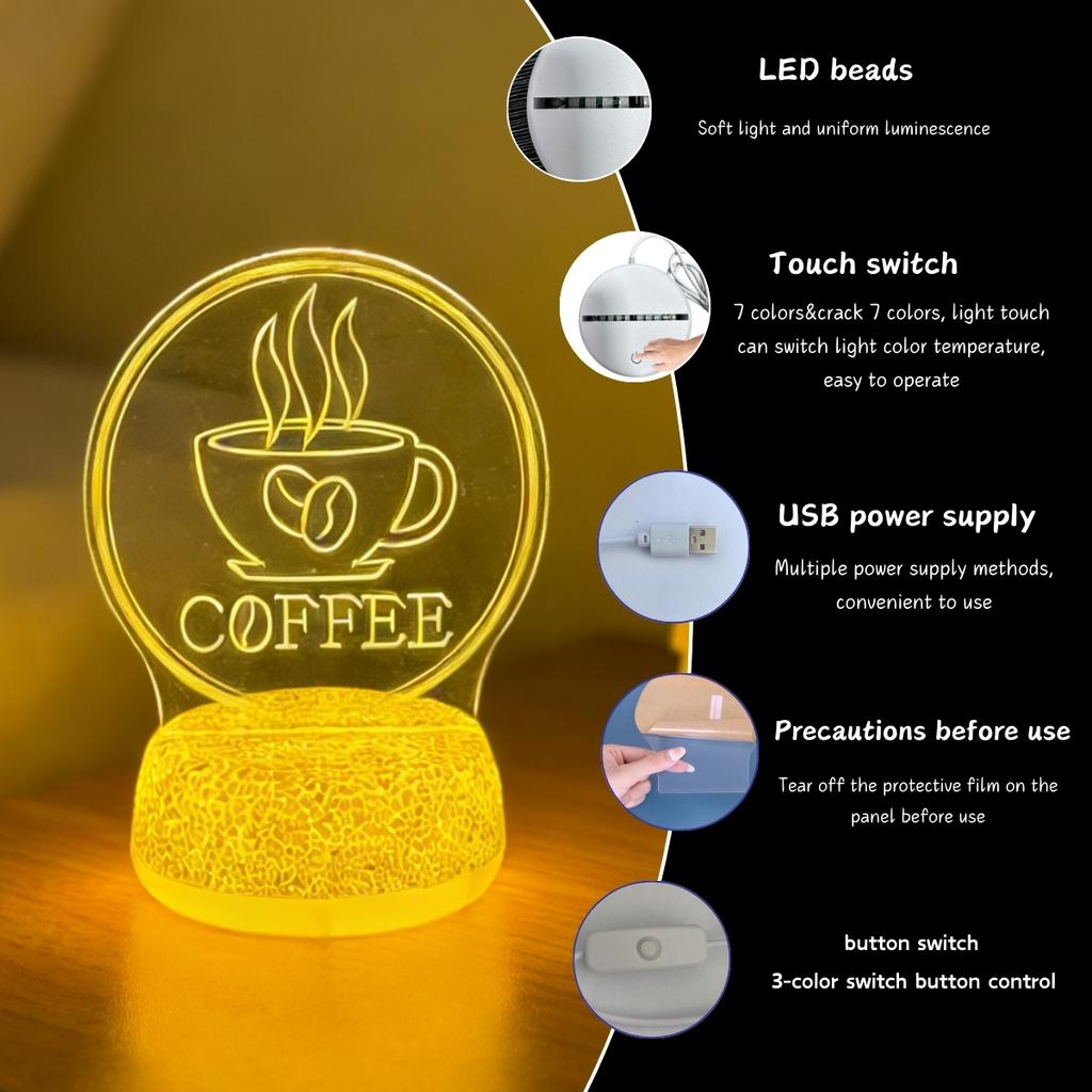 Retro coffee cup 3D night light, USB ambient desk lamp, study and bedroom decorative desk lamp, holiday gift night light.