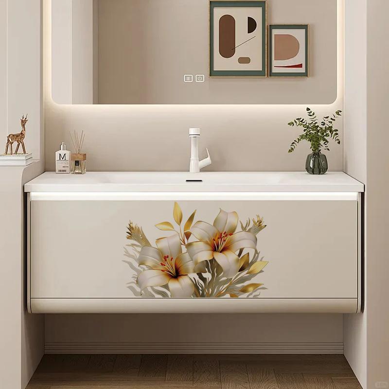 Lilienblumen Wandaufkleber für Fenster, Glastüren, Schminkspiegel, Heimdekoration, abnehmbar, selbstklebend