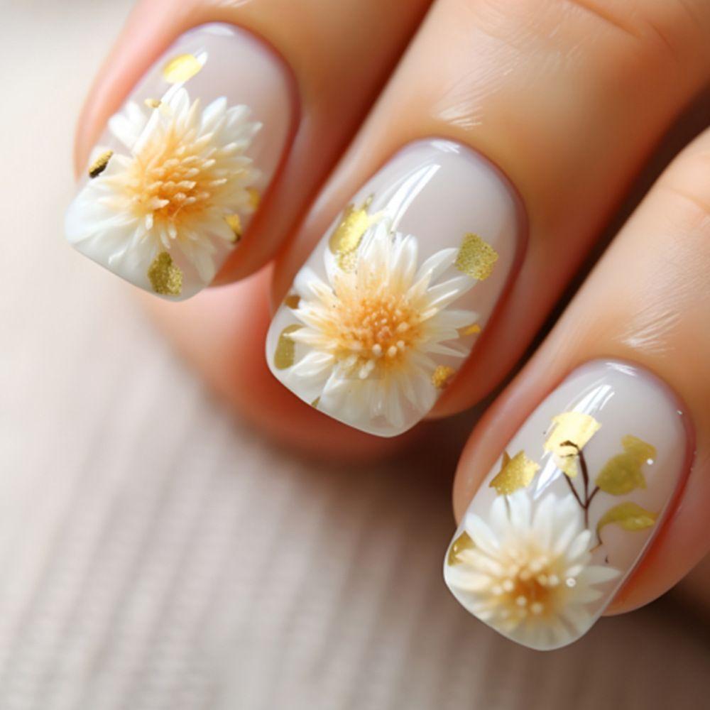 Nail Art 24 Pieces Small Fresh Collection Color Flower Plaid Corrugated Short Wearing Nail Piece