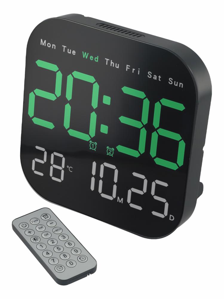 Elektronische Wanduhr Temperatur Datum Anzeige Tischuhr Wandmontage Digitale LED Uhren Für Zuhause 12/24H Sprachsteuerung Sommerzeit
