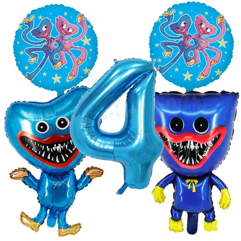 Game Huggy Wuggy Number Balloons Decoration Poppy Playtime Birthday Party Ballon Set Baby Shower Cartoon Round Foil Balloon
