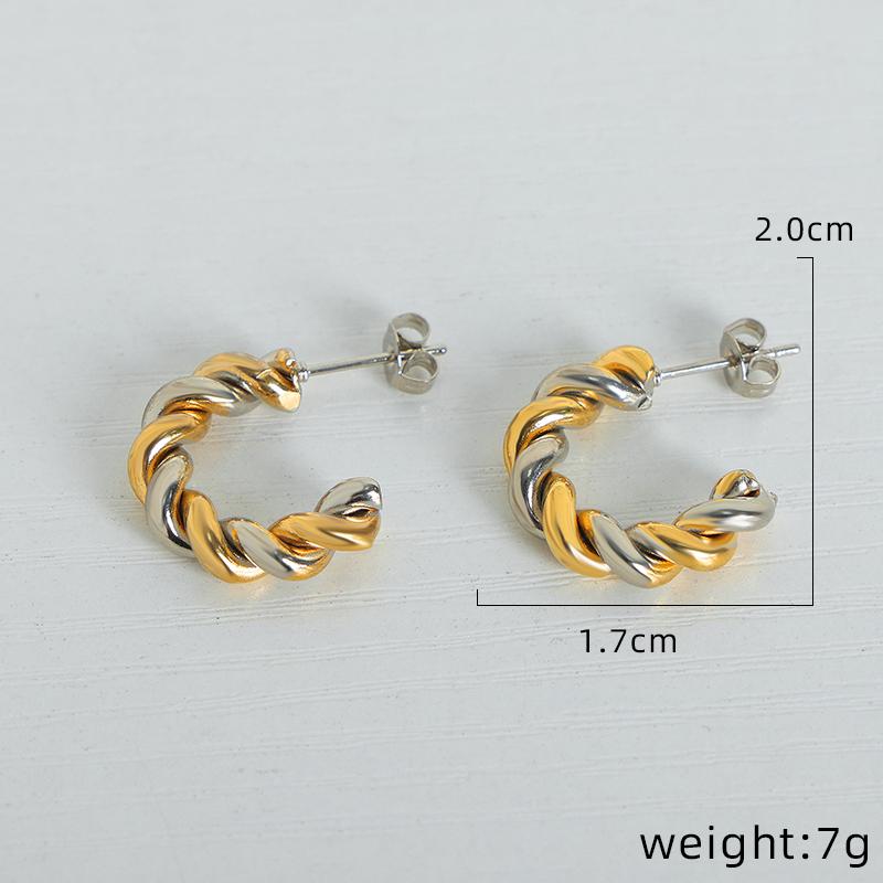 New Stainless Steel Simple Hoop Earrings for Women Copper Color Distort Earrings Personality Femme Popular Accessories