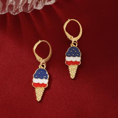 USA Flag Ice Cream Star Apple Flag Earrings Jewelry Five-piece Set