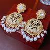 Silver Needle Pearl & Diamond Geometric Hollow Earrings - Elegant High-End Studs