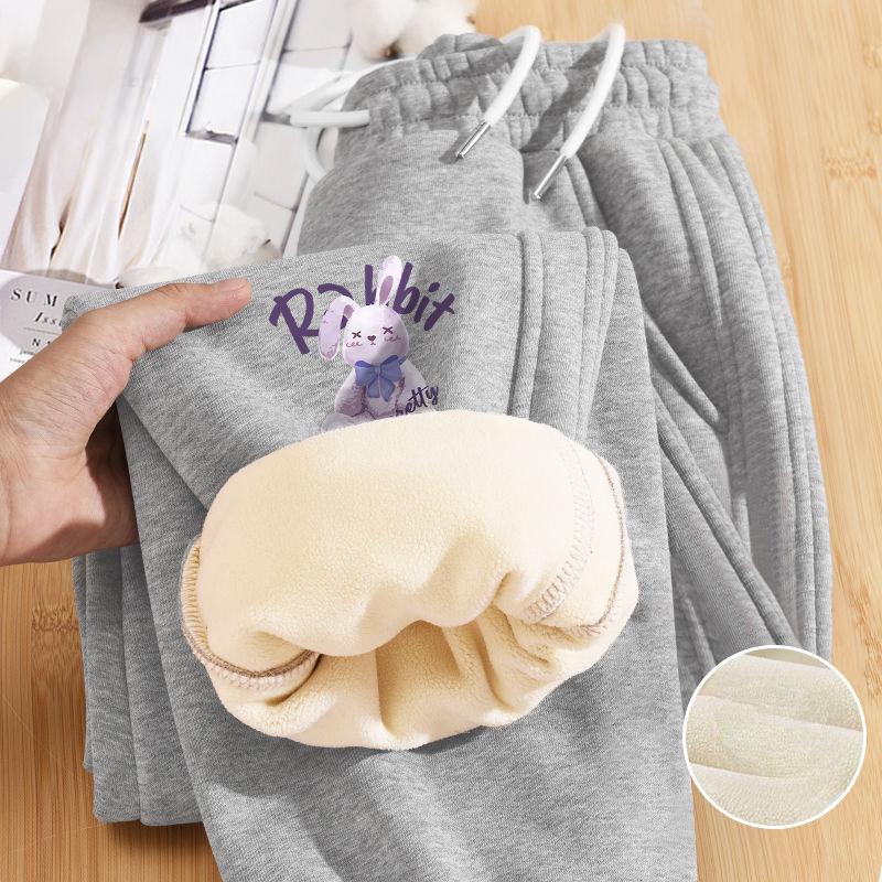 Осенне-зимние модные свободные утолщенные брюки с высокой талией и флисом для женщин — фото 4