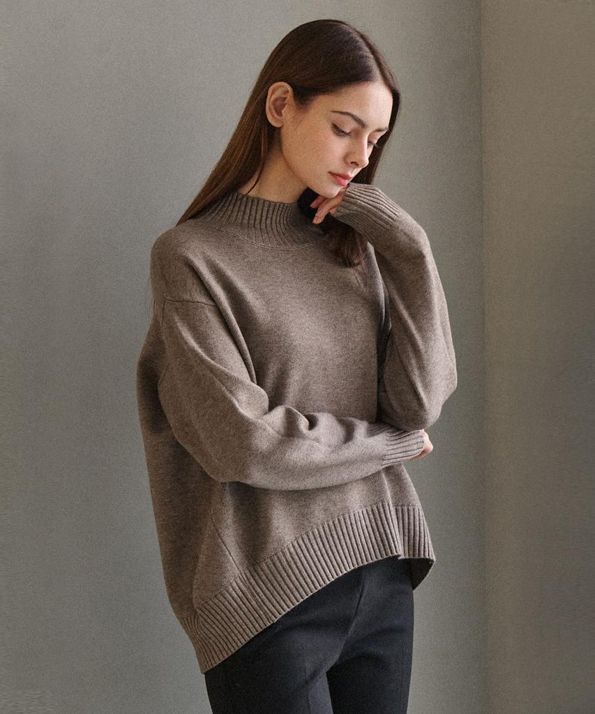 Beullangyu Flowed Half-Neck Slit Knit_4 Colors