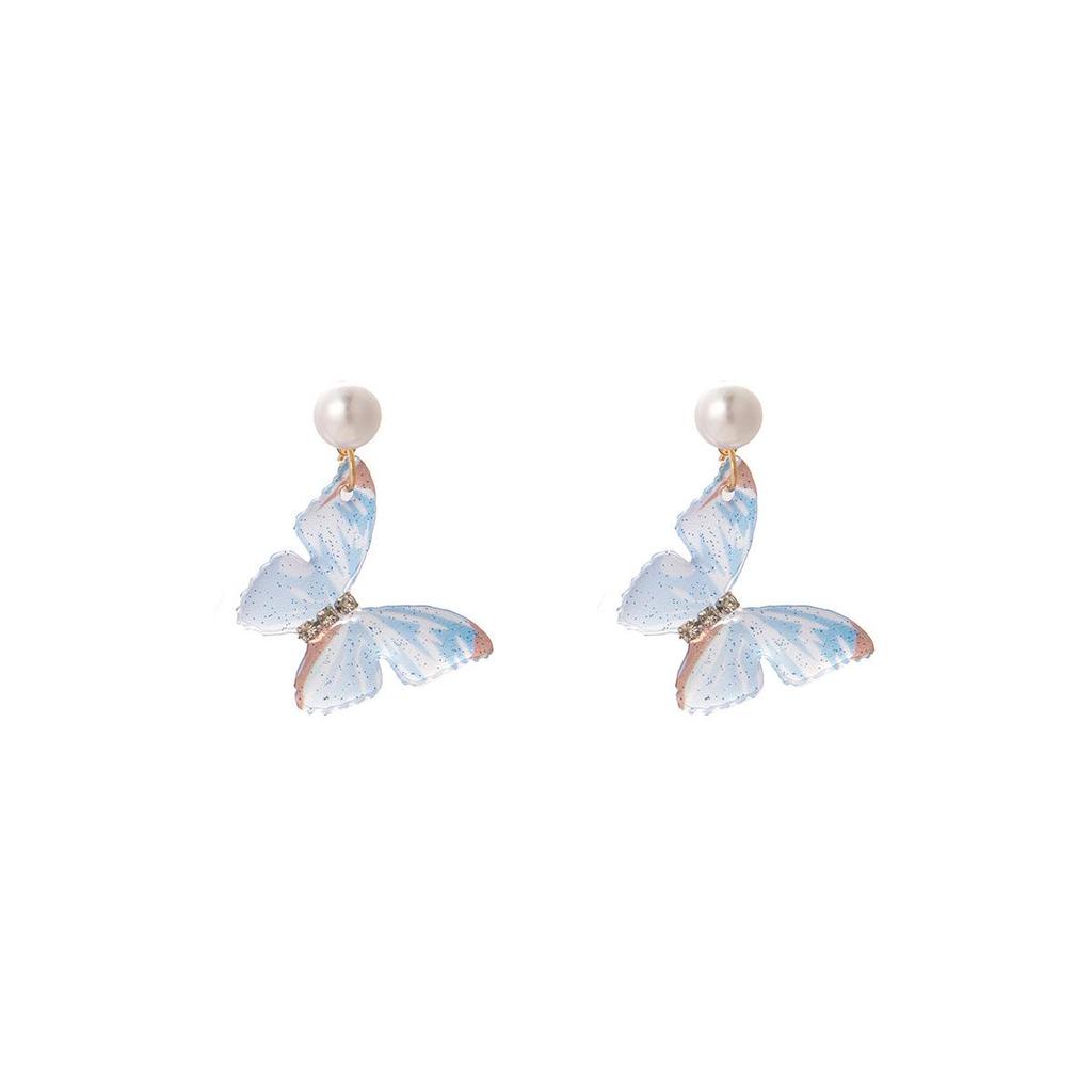 Dreamy Forest Butterfly Pearl Stud Earrings – Elegant, Retro, and Sweet for Women