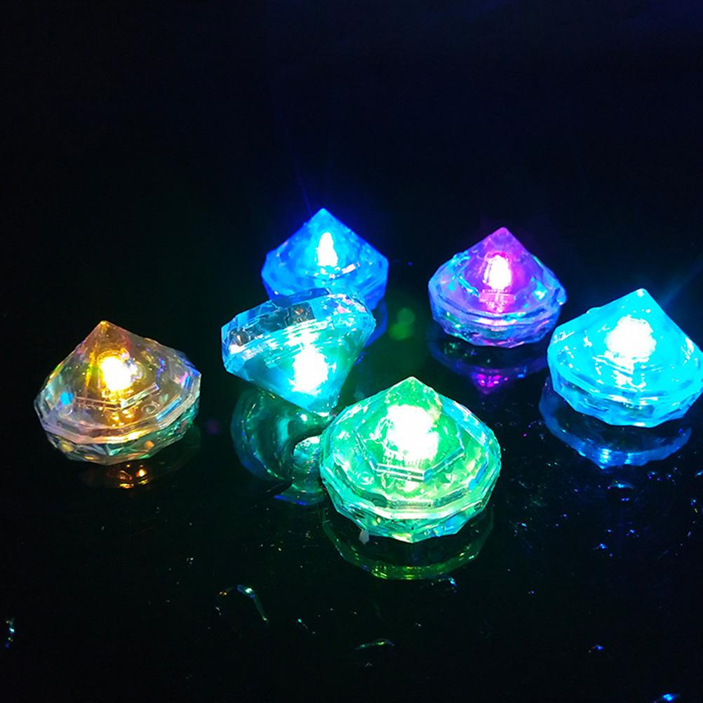 

12 Pcs Ice Buckets Coolers Cubes Party Supplies LED Light-up Diamond Glow Night 3.70X3.70X2.70CM прозрачный