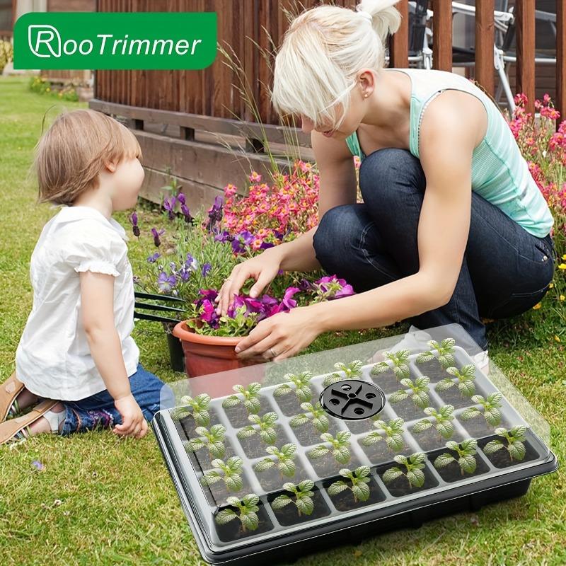 Seed Starter Tray with Dome Lid and Ventilation Base - Heavy-Duty Plastic Greenhouse Propagator, Suitable for Outdoor Use