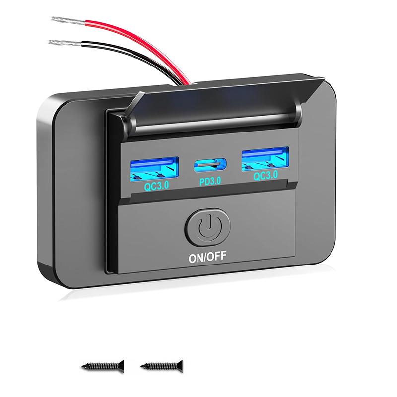 

12 В 3 порта 72 Вт USB-розетка 36 Вт PD3.0 и QC3.0 USB-зарядное устройство панель настенное крепление с выключателем мульти USB-портовая розетка для автомобиля, морского грузовика