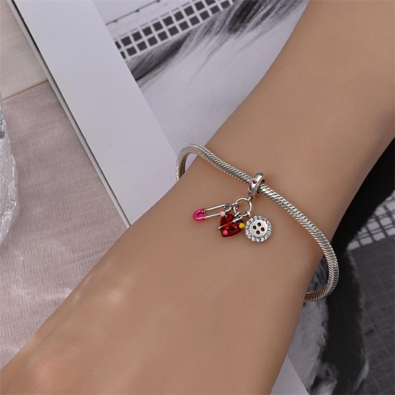 Copper Button Tailor Style Beads Suitable For Pandora Original Bracelet Diy Jewelry Birthday Gift Anniversary