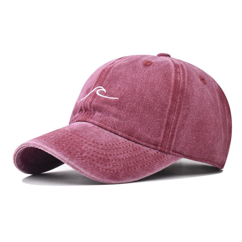 Simple Vintage Hip Hop Hats for Women Men Snapback Caps Wave Ripple Embroidery Baseball Cap Solid Color Washed Cotton Dad Hats