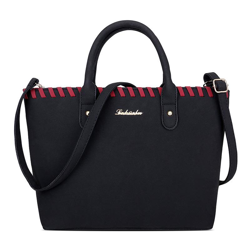 Hochwertige neue Schultertasche in Kontrastfarbe, gewebte Eimertasche mit großem Fassungsvermögen, einfarbige Handtasche mit Verschluss, Umhängetasche, fünfteiliges Set