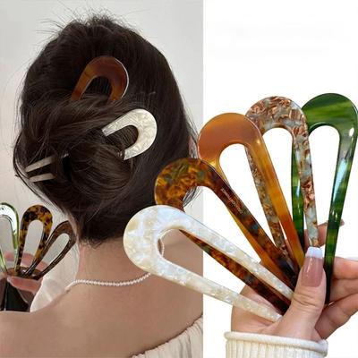 U Shaped Hair Stick Vintage French Hair Pin Women Acetate Hair Accessories Diy Retro Hairstyle Tool New Hair Clips  New