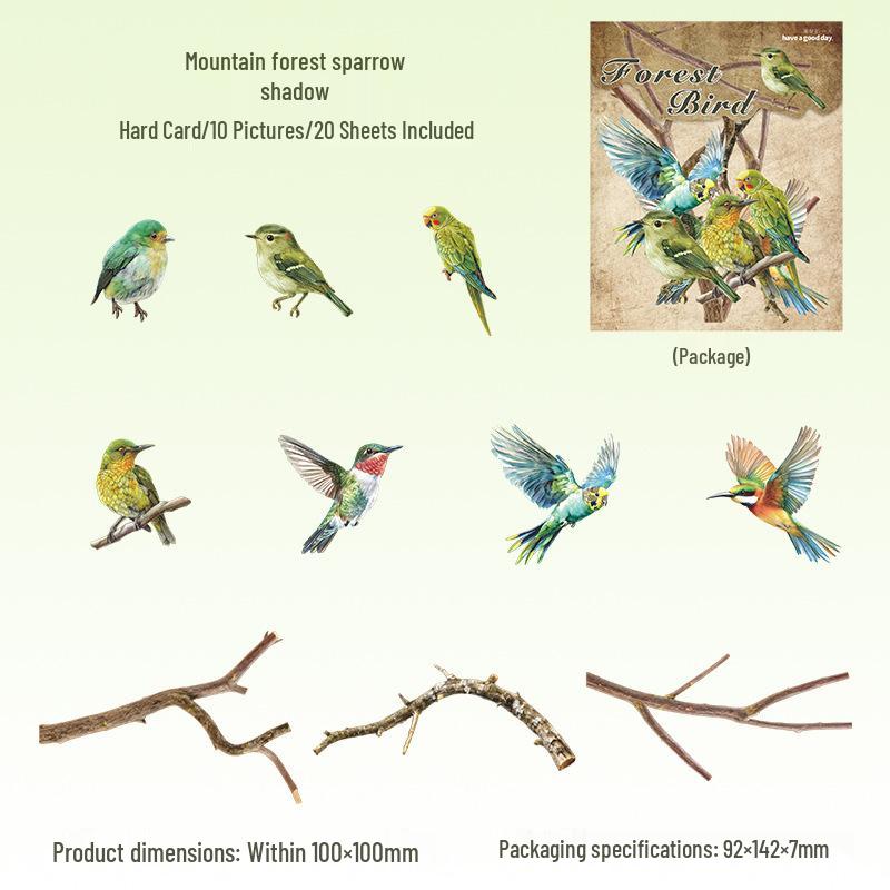 Sparrow Series: Forest Shadow DIY Sticker Pack for Journal Decoration & Collage