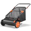 Push Lawn Sweeper, 66 Cm Leaf & Grass Collector with 7 Cu. Ft. Hopper Bag, Adjustable Brush Height & Spinning Brushes