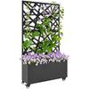 Planter with Trellis, Flower Box, with Privacy Screen and Lockable Casters, Metal, 90 X 30 X 160 Cm, Black