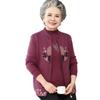 Elderly Grandmother Autumn Clothing Women's Knitted Sweater Jacket Middle-aged and Elderly Mother Red Natal Year Warm Top