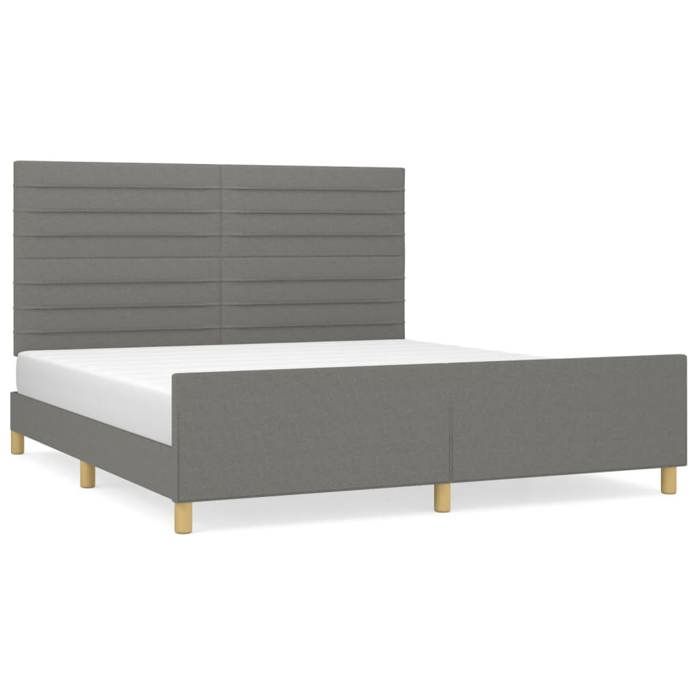 VidaXL Bed Frame with Headboard Dark Grey 160 X 200 Cm Fabric3125147