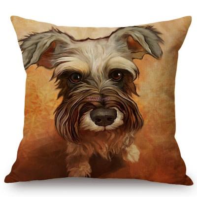 Cute Baby Dog Puppy Cartoon Cosplay Animal Oil Painting Art Home Decoration Sofa Throw Pillow Case Linen Kids Gift Cushion Cover