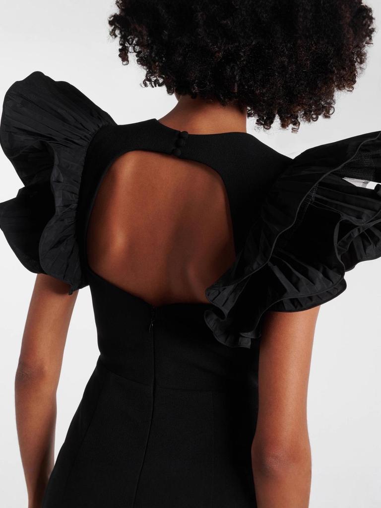 Women's Elegant Mesh Ruffle Sleeve Backless Bodycon Dress