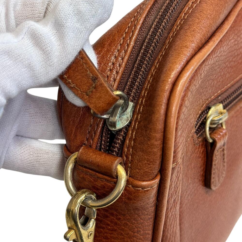 BURBERRY Clutch check leather business bag Brown leather mens Used