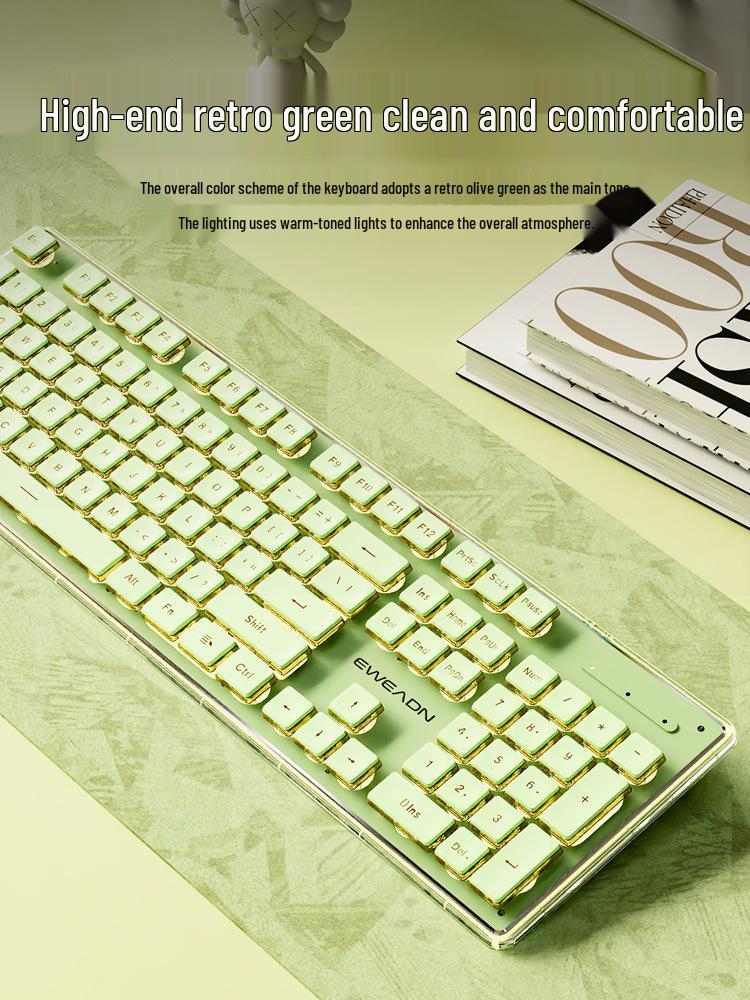 V3 Stilles Grünes Tastatur- und Maus-Set: Kabelgebunden/Kabellos, Mechanisches Gefühl, Perfekt für Büro und Gaming