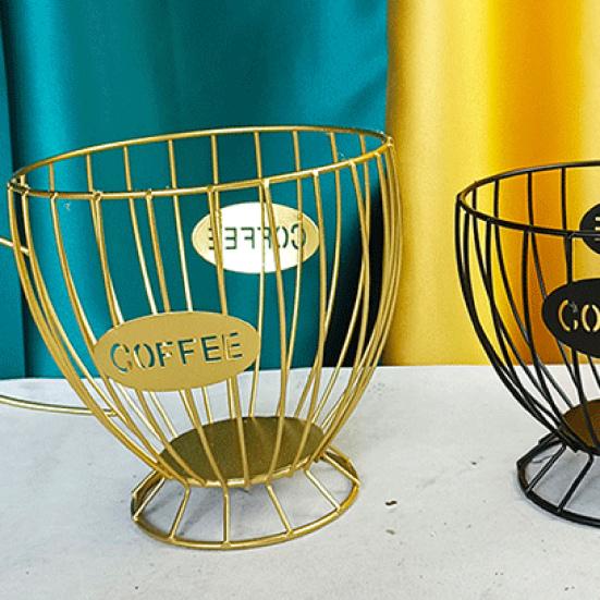 Coffee Holder Minimalist Non-slip Hollowed Rustproof Corrosion-resistant Large Capacity Iron Ergonomic Handle K Cup Organizer for Counter