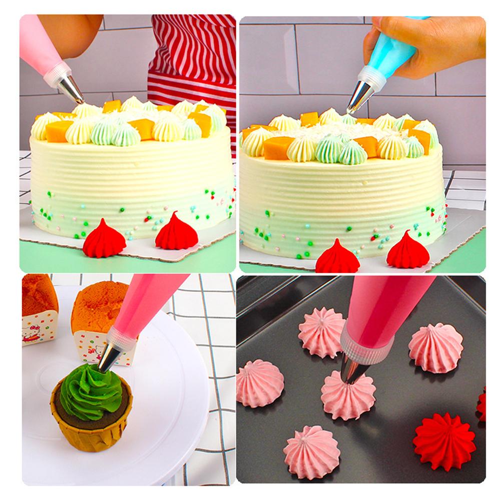 16 Pcs 430 Stainless Steel+PP+TPU Reusable Piping Bag Set With Piping Tip Converter Sustainable Professional Accessories For Cakes Baking