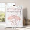 My Melody Kawaii Flannel Blanket, Sanrio Sweet Character Print, Soft Cozy Throw Blanket for Bed & Sofa Home Bedroom Living Room