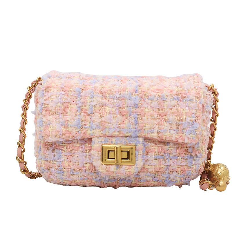 Wollbeutel Damen Herbst und Winter neu Nischendesign Kette Schulter Umhängetasche hochwertig kleine quadratische Tasche