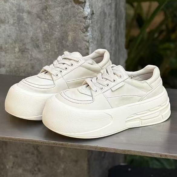 Ugly Cute Big-headed Bread Shoes for Women's Autumn New Mesh Breathable Thick-soled Heightening with Wide-leg Sports Board Shoes