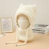 Fluffy Balaclava Hat Korean Style Hooded Cap Cute Knitted Hat  for Women