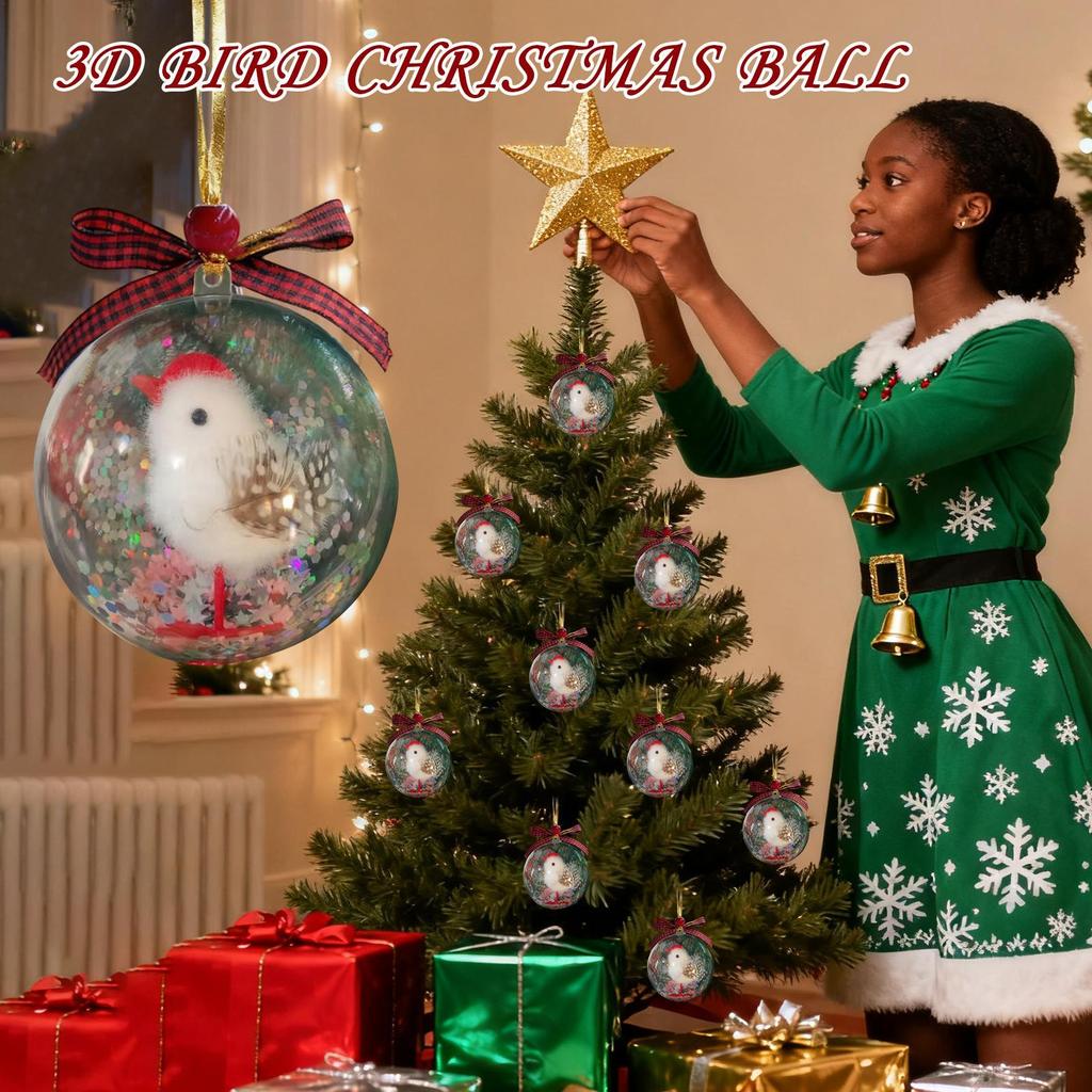 Clear Ornament Balls Hummingbird 3.54Inch Clear Ball Bird Ornaments For Tree Fall Home Party Family Birthday Holiday Wedding
