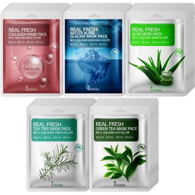 Real Fresh Mask Packs 5 Types, 50 Pieces Per Set